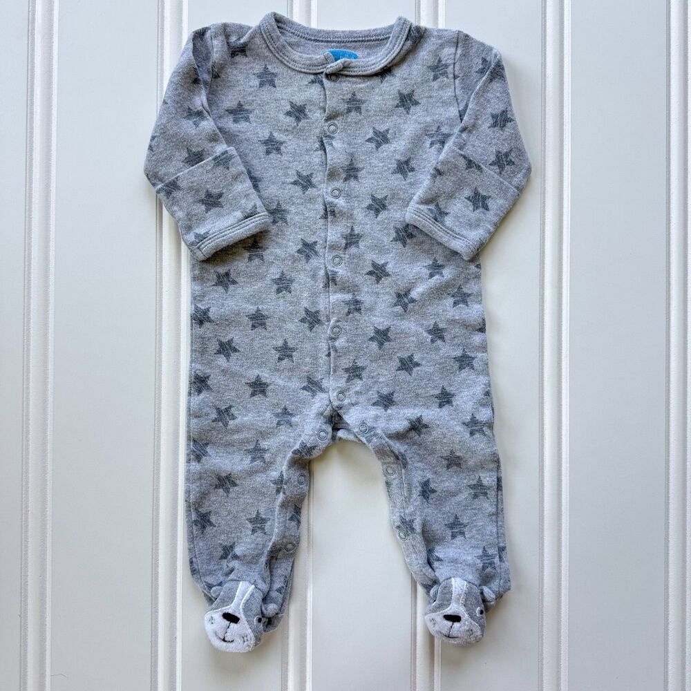 4/$10 - Bon Bebe Puppy/Star Button Up Baby Footie | 3-6 Months